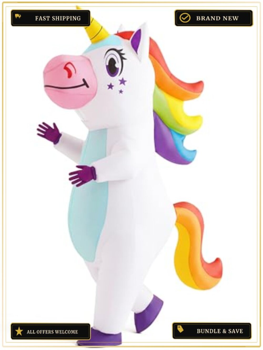 Adult Inflatable Unicorn Costume Full Body Blow Up Suit Halloween Cosplay Party